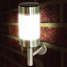 Led luz solar de aço inoxidável energia solar montagem na parede luz à prova dwaterproof água ao ar livre sensor lâmpada de parede jardim paisagem lâmpada solar
