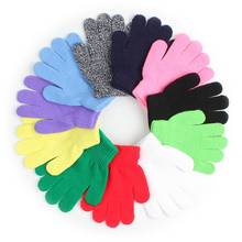 Детские зимние теплые перчатки ярких цветов для мальчиков и девочек, детские вязаные тянущиеся варежки с полными пальцами, детские перчатки для девочек 2024 - купить недорого