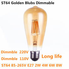 ST64 intage LED Edison Filament Light Bulb Golden led dimmable E27 110V 220V ST64 2W 4W 6W 8W blubs 360 degree energy light lamp 2024 - buy cheap