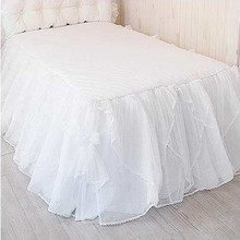 Frete grátis luxo coreano com superfície de cama cor sólida renda branca saia de cama princesa colcha 45cm avental de cama embutida 2024 - compre barato