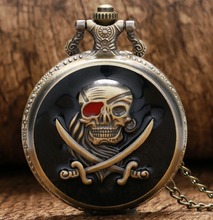 Punk Rock colgante piratas calavera Piratas del Caribe de cuarzo reloj de bolsillo de los hombres de los niños chico relojes, regalos de cumpleaños 2024 - compra barato