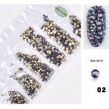 Strass multi-colorido sem adesivo 1300 peças, strass com parte traseira reta para decoração de unhas de esmalte em gel nr3347 2024 - compre barato