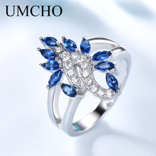 UMCHO создан нано-сапфир кольца цветок красочные драгоценные камни 925 стерлингового серебра кольца для женщин юбилей подарки ювелирные украшения 2024 - купить недорого