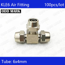 Free shipping 100PCS/LOT Pneumatic Fittings 6mm to6mm to 6mm Hose Pipe Quick Joint Coupling Connectors Nickel Plated Brass  KLE6 2024 - buy cheap