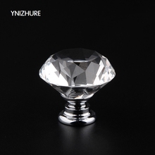 YNIZHURE 10 шт. 30 мм горячее украшение шкафа в форме алмаза Хрустальная стеклянная дверная ручка для мебели выдвижной ящик 2024 - купить недорого