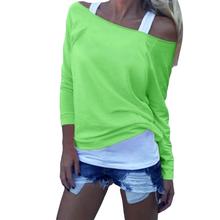 New Arrival Spring Autumn Casual Women Solid Color Off Shoulder Long Sleeve T-Shirt Top 2024 - buy cheap