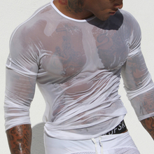 Man Sexy Men Mesh Transparent Long Sleeve Sleepwear Mesh See Through Sexy Underwear Gay Sexy Sleepwear 2024 - buy cheap