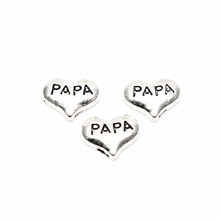 20pcs/lot Metal Letter PAPA Heart Floating Charms For Living Glass Floating Lockets Pendant Necklace DIY Jewelry 2024 - buy cheap