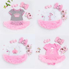 Newborn Baby Girls Romper Lace Dress Outfits For Birthday Children Short Sleeve Jumpsuit 4 piece Clothes Set 0-24M Kids Gifts 2024 - buy cheap