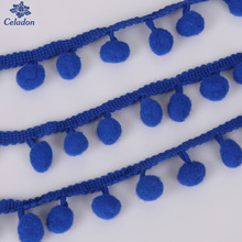 10MM-20MM 5 Yards Royal Blue Pom Pom Tassel Trim Ball Fringe Ribbon Lace Fabric Handmade Craft Decoration DIY Sewing Accessories 2024 - buy cheap