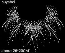 2pc/lot Neckline decor hot fix rhinestone motif designs iron on crystal transfers design iron rhinestone appliques 2024 - buy cheap