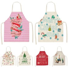 1pcs Christmas Aprons Pinafore Cotton Linen Kitchen Apron Woman Bibs 53*65cm for Home Cooking Baking Cleaning Accessories MX0003 2024 - buy cheap