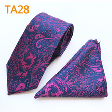 Conjunto de corbata Formal de 8cm para hombre, corbatas florales bordadas de lujo con pañuelo para combinar con trajes 2024 - compra barato