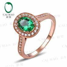 CaiMao 0.79 ct Natural Emerald 18KT/750 Rose Gold  0.33 ct Round Cut Diamond Engagement Ring Jewelry Gemstone 2024 - buy cheap