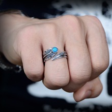 Vintage Rings For Women Antique Tibetan Silver Blue Stone Ring Boho Indian Jewelry Moonstone Ring Female Male Finger Ring 2024 - buy cheap