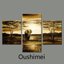 Handmade Elephant Pictures On Canvas Africa Landscape Oil Painting For Living Room Decor Wall Canvas Paintings Group Of Pictures 2024 - buy cheap