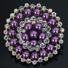 New multicolor Korean big round brooch shell pearl white crystal gold-color beauty pins jewelry B1233 2024 - buy cheap