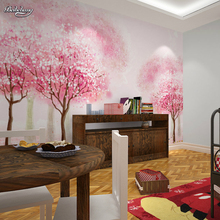 beibehang papel de parede para quarto children's room girl room pink wallpaper bedroom bedside mural cartoon tree wallpaper 2024 - buy cheap