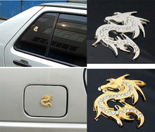 rete shiny crystal dragon 3D golden slivery metal car sticker auto parts automobile accessory 2024 - buy cheap