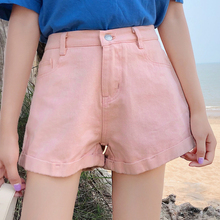 Джинсовые шорты женские с высокой талией короткие джинсы Feminino Весна Лето Короткие брюки карманные сексуальные женские черные розовые белые джинсовые шорты 2024 - купить недорого