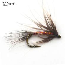 MNFT 10pcs 12# Hooks Realistic Mosquito Bait Golden Waist Brown Mayfly Trout Flies Fly Fishing Hook Fake Lures 2024 - buy cheap