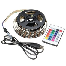 Kit de iluminação led rgb + controle remoto usb, flexível, 5v, 5050, 60smd/m, com faixa de luz, decoração de natal 2024 - compre barato
