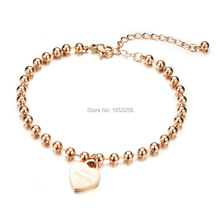 Pulsera o tobilleras con cadena de eslabones de acero inoxidable oro rosa IP diseño de corazón amor 7,87 ''+ 6mm 2024 - compra barato
