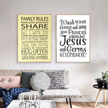 Family Rules Sign Canvas Painting Print Bathroom Washroom Home Decor Modern Wall Art Oil Painting Poster For Living Room Artwork 2024 - buy cheap