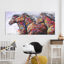 AAVV Wall Art Picture Canvas Oil Painting Animal Print For Living Room Home Decor The Two Running Horse No Frame 2024 - buy cheap