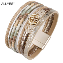 ALLYES Multilayer Bracelets for Women Rope Metal Charm Bohemian Leather Bracelet Female Wide Bracelets & Bangles Femme Jewelry 2024 - buy cheap