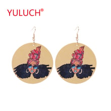 YULUCH New Arrival Natural Wooden Painted Fashion Girl Pendant Round Earrings for Individual African Women's Ear Jewelry Gifts 2024 - buy cheap