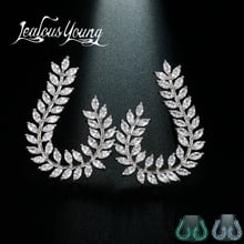 New Luxury Water Drop Wedding Stud Earrings Trend 2017 White Gold Color Green Blue Branch Earrings Club Factory Brincos AE498 2024 - buy cheap