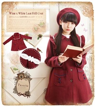 Vintage estilo Preppy primavera otoño chica Mori japonesa Lolita oreja de madera chaqueta de cintura ancha de lana de las mujeres chaqueta gruesa Tops abrigo 2024 - compra barato