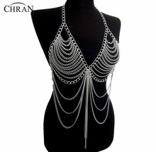 Chran New Fashion Beach Chain Necklaces Alloy Chain Bra Long Necklaces & Pendants For Women Sexy Statement Body Jewelry BC0395 2024 - buy cheap