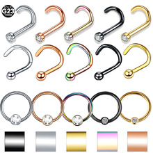 1PC Mix Color Choose Nose Stud Gem Captive Bead Ring Nose Ring Septum Ring Jewelry Ear Cartiage Tragus Body Piercing Jewelry 2024 - buy cheap