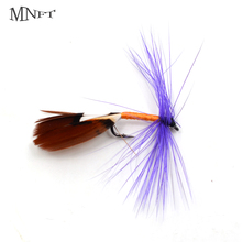 MNFT-SEÑUELOS DE pesca con mosca, cebo de Color amarillo, barba púrpura, 10 piezas, 8 # 2024 - compra barato