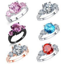 Anéis azuis luxuosos da cz, cor azul rosa, dourado, pedra de cristal grande, anel para mulheres, mulheres, mulheres, moças, noivado, acessório de joia, presente 2024 - compre barato