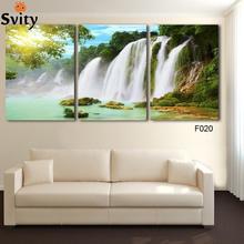 Frete Grátis 3 Peças de Arte Da Parede Da Pintura Da Lona Pintura Cachoeira Forte Beleza Natural Pintura Moderna Imagem Home Decor 2024 - compre barato