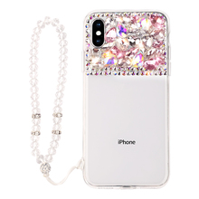 Dower me capa transparente de diamante, capa moderna de luxo com corrente de cristal para iphone 11 pro max xs max xr x 8 7 6 6s plus 2024 - compre barato