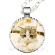 Collar con forma de gato para amantes de los gatos, colgante con diseño de cúpula de cristal redonda de 25mm, regalo creativo, puede personalizar a su mascota 2024 - compra barato