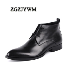 ZGZJYWM Quality Men Boots Black Lace-Up Ankle Waterproof Rubber Casual Genuine Leather High Top Dress Wedding Military Boots 2024 - buy cheap