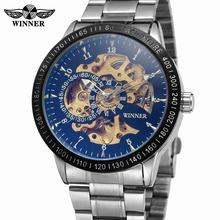 WINNER Watches Men 2020 Top Brand Luxury Automatic Mechanical Wristwatches Silver Stainless Steel Strap Gold Skeleton Man Clock 2024 - buy cheap