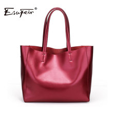 ESUFEIR-Bolso de mano de piel auténtica para mujer, bolso de mano de piel auténtica, a la moda, de gran capacidad, KJ019 2024 - compra barato