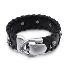 Titanium Steel Taro Jewelry Personality Punk Woven Leather Bracelet Men's Bracelet 2024 - buy cheap