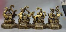 China Brass Copper Feng Shui Suzaku Tortoise Green Dragon White Tiger Statue Set 2024 - buy cheap