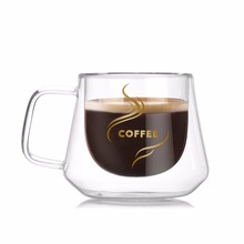 Caneca de café estilo europeu, dupla camada, 200ml, criativa, formato de diamante, vidro transparente, com alça, isolamento duplo, café 2024 - compre barato