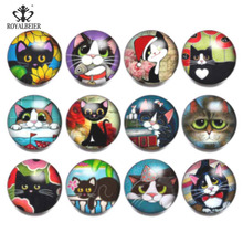 ROYALBEIER-Lote de 12 unidades de joyería para mujer, arte bonito, gato, perro, 18mm, botones a presión, abalorio, compatible con pulsera artesanal, broches, joyería KZ1009 2024 - compra barato