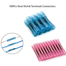 100Pcs/Set Insulated Heat Shrink Butt Connectors Electrical Wire Splice Cable Crimp Terminals 22-14 AWG Red Blue Assortment Kit 2024 - buy cheap
