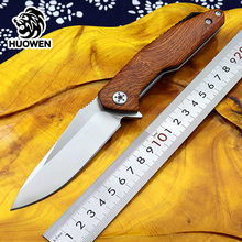 Cuchillo plegable de caza para exteriores, Herramienta de bolsillo con rodamiento de supervivencia, de gran calidad con mango de Palo Santo, regalo, ganzo, rescate, mes edc, novedad 2024 - compra barato