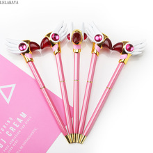 Cartoon Anime Action Figure Printed Creative Metal Pink Card Captor Sakura Birds Head Magic Wand Students Lovely Stationery Pens 2024 - buy cheap